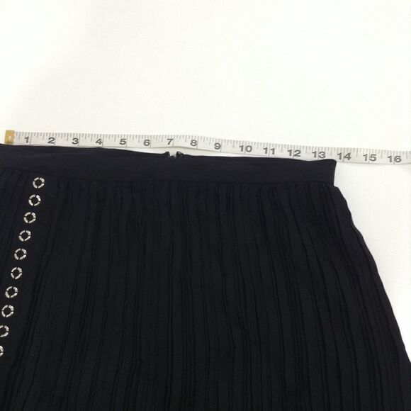 J. Mendel Paris Black Mini Skirt 100% Silk Pleated Fringe Hem Skirt Size Small - Picture 4 of 8